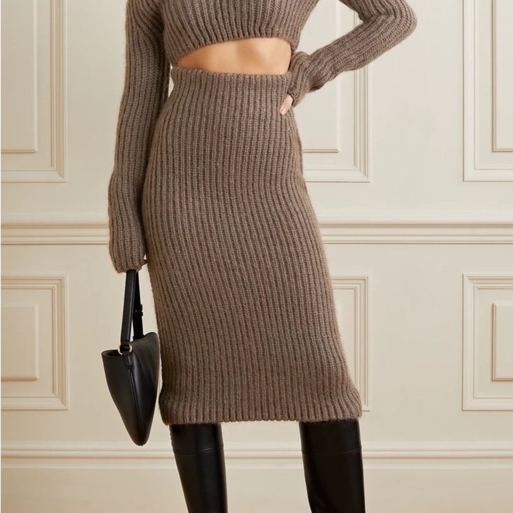 Glassons Chocolate Ribbed Knit Skirt Set - Picture 6 of 7